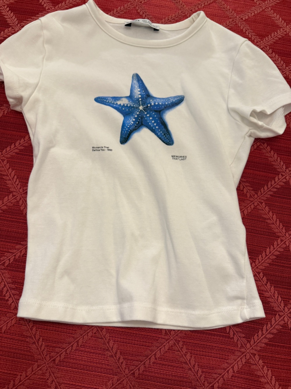 Bershka Cream Ribbed Crewneck Tee